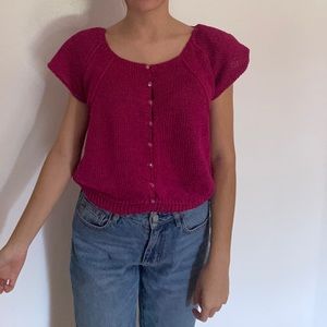 Pink Knit Short Sleeve Shirt